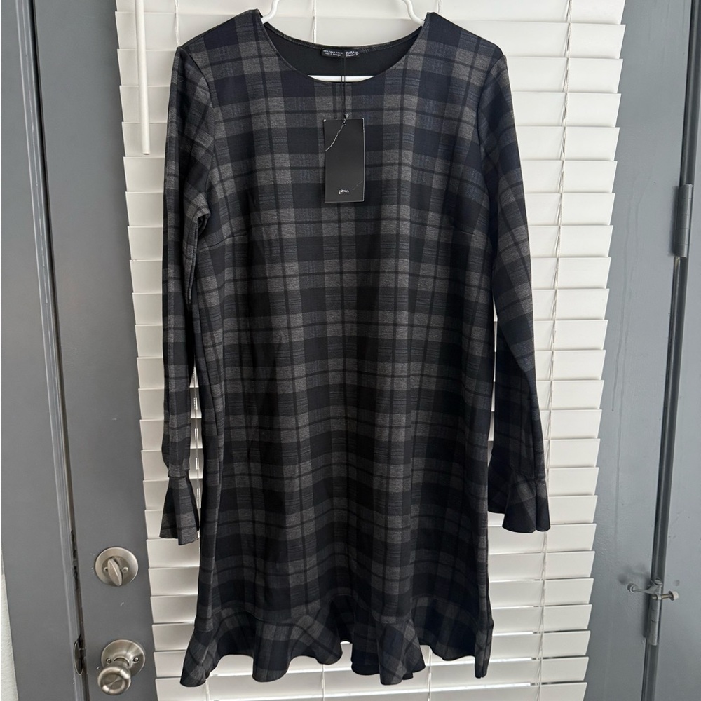 Zara Navy and Gray Plaid Dress - Picture 2 of 5
